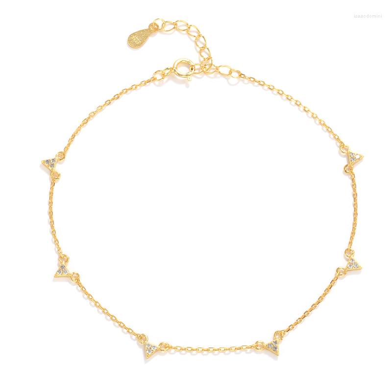 

Anklets CANNER Mini Triangular Zircon Anklet Bracelet 925 Sterling Silver For Women Wholesale Foot Jewelry Cavigliera Donna