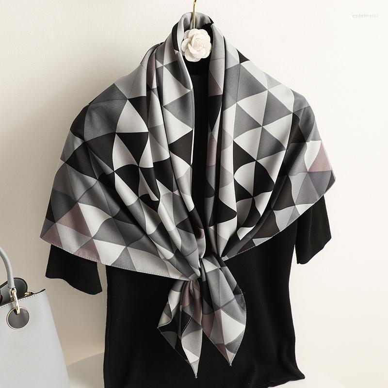 

Scarves 2022 Luxury Twill Square Scarf For Women Geometry Headband Print Kerchief Hair Bands Soft Shawl Wrap Foulard Bandana
