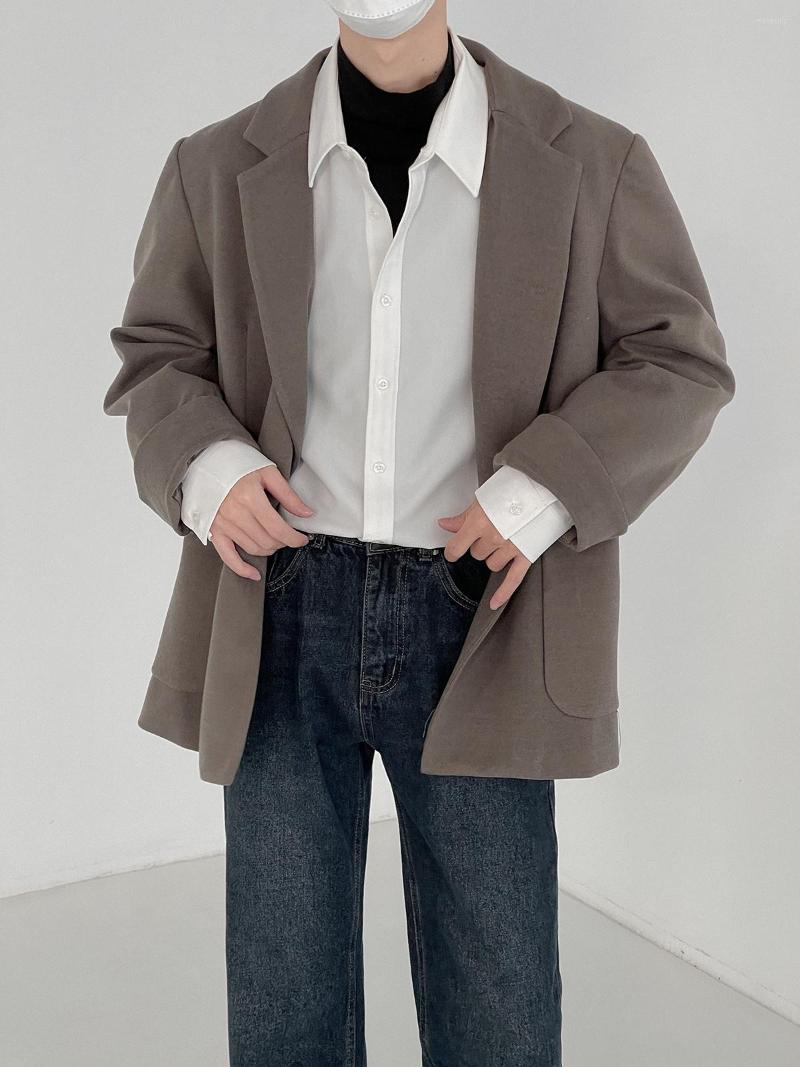 

Men's Suits Autumn Short Woolen Jacket Men's Korean Style Suit Thickened Loose Trendy Casual Light Cooked, Brown