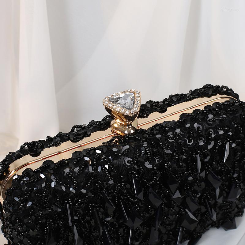 

Cosmetic Bags 2022 Multicolored Diamond Women Clutch Evening Bridal Crystal Flower Handbags Purses Wedding Party Dinner Bag, Black
