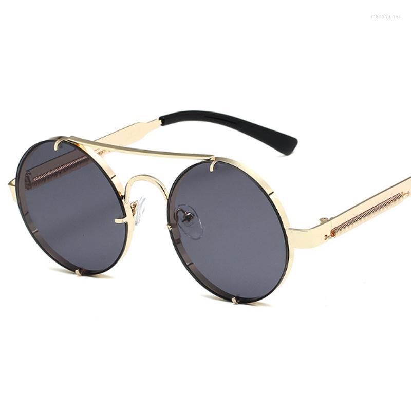 

Sunglasses 2022 Brand Designer Men Women Metal Round Vintage Sun Glasses Male Female Personality Luxury Steampunk Retro Gafas