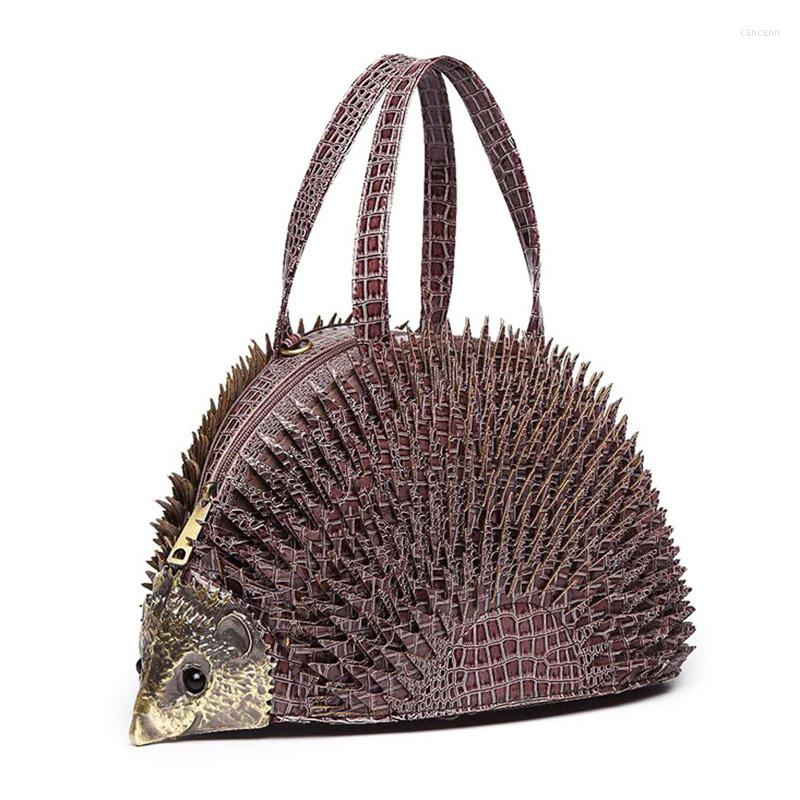 

Evening Bags ANNRMYRS Simulation Hedgehog Styling Women Handbags Crocodile Patent Leather Shoulder Bag Tote, Black