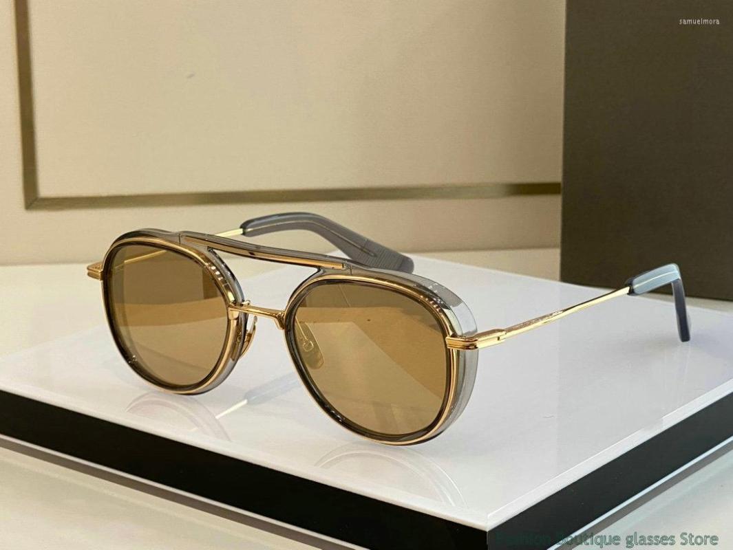 

Sunglasses High Quality Luxury Classic Men Women Round Brand Designer Vintage Tone Metal Frame Glasses 2022