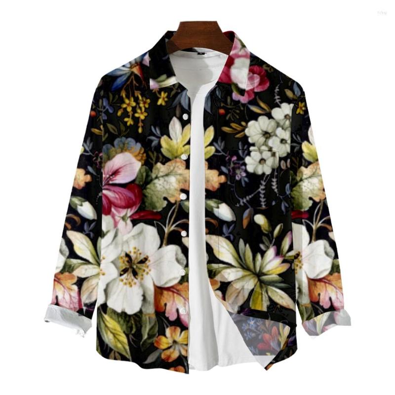 

Men's Casual Shirts Men's Long Sleeve Shirt Pattern Floral Print Personality Trend Elegant Noble Jacket, B036
