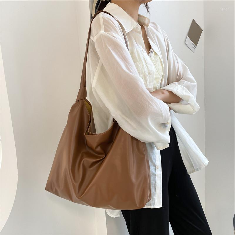 

Evening Bags Large Capacity Handbag Women's Simple Commuter Bag Fashion PU Leather Shoulder Solid Color Design Tote Shopper, 03