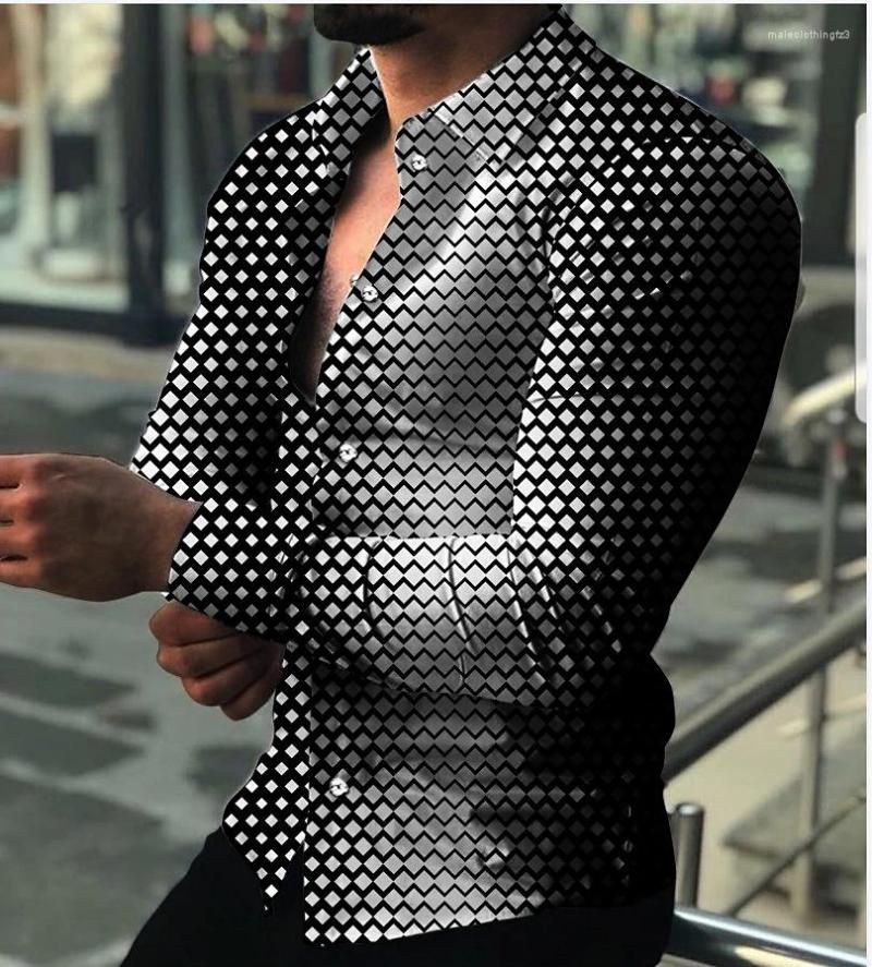 

Men' Casual Shirts Autumn Fashion Men Turn-down Collar Printing Button Long Sleeve Tops Springtime Mens Clothes Cardigan, Black