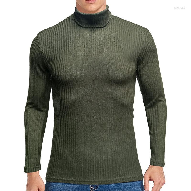 

Men's T Shirts 2022 Autumn Men Casual Fleece Turtleneck Sweaters Mens Winter Fashion Warm Male Knitwear Comfortable Sweater, Green