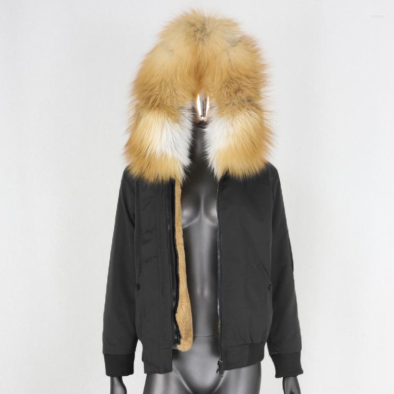 

Women's Trench Coats BLUENESSFAIR 2022 Waterproof Bomber Parka Real Fur Collar Hood Coat Thick Warm Winter Jacket Women Natural, Green camel