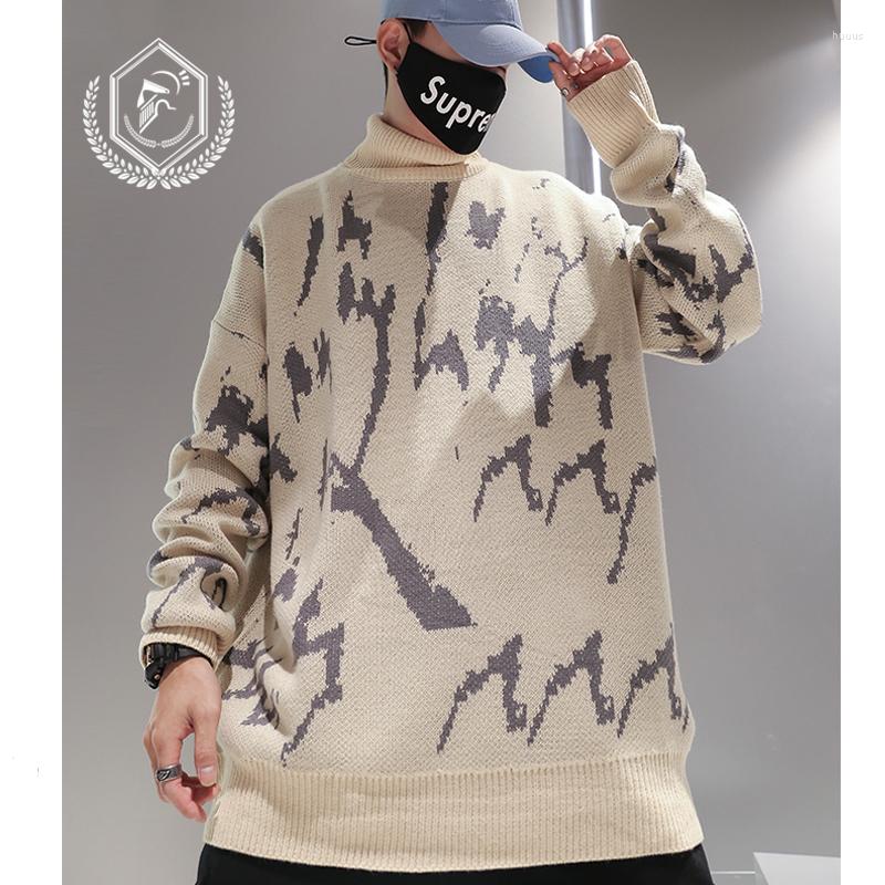 

Men's Sweaters Men Fashion Loose Print Knitsweaters Casual Hip Hop Pullover, Black