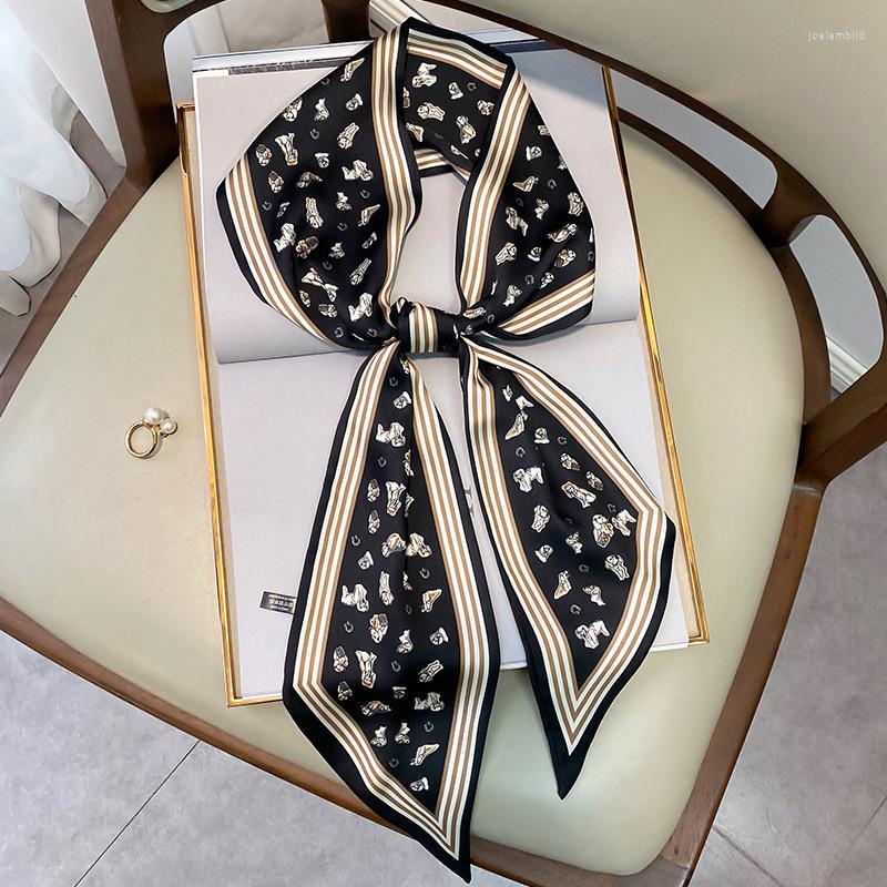 

Scarves Silk Scarf Ribbon 15 150cm Foulard Bandana Lady Bag Fashion Female Skinny Scarfs Animal Print Women Hair Hijab