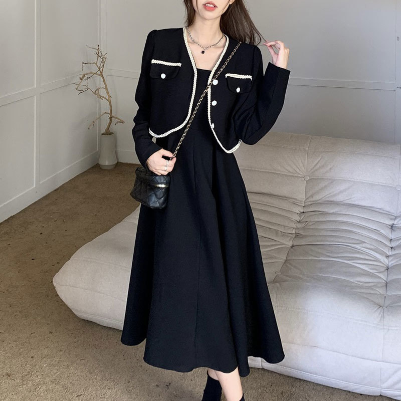 

Two Piece Dress Autumn Chic Set Women Blazer Coat Strap Female Casual Korean Fashion Elegant Suit Plus Size 4XL 221010, Dd03253