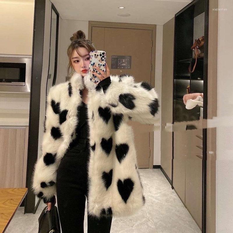 

Women' Fur Faux Coat Loose Love Stand-up Collar Women' Eco-coat Synthetic Jackets Winter Plush Jacket Clothes Korea Ladies, Picture color