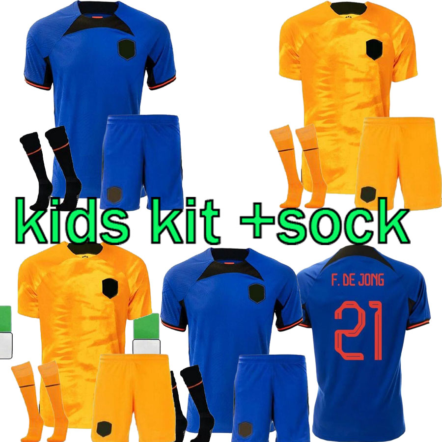 

2022 2023 MEMPHIS soccer jersey netherlandses world cup DE JONG DE LIGT WIJNALDUM BERGWIJN VAN DIJK BLIND PROMES KLAASSEN football shirt kids kit sets socks, Green
