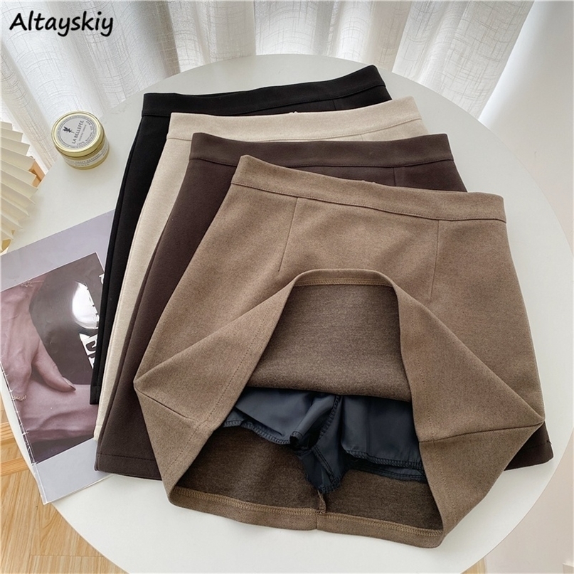 

Skirts Women Pure Aline Sexy Prevalent Daily Minimalist Ulzzang Fall Basic Preppy Street Style BF est Above Knee Ins Clothes 221010, Black