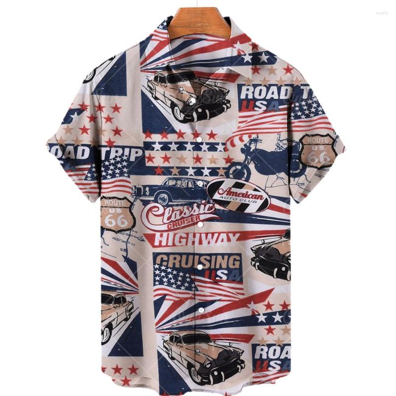 

Men's Casual Shirts 2022 3D Flag Men's Short Sleeve Oversized Streetwear Hawaiian Beach, Zl-3793