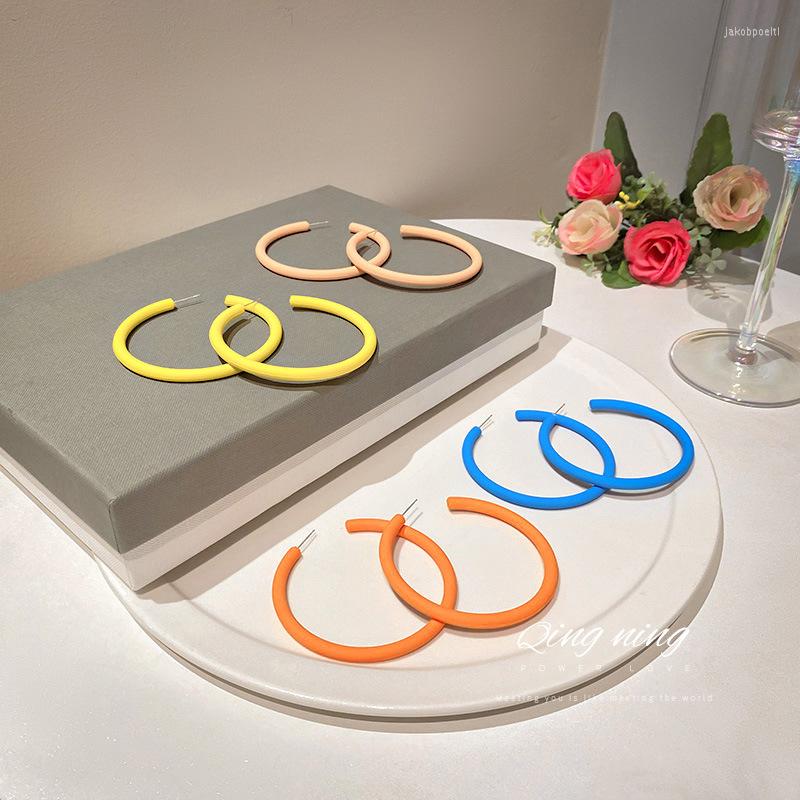 

Hoop Earrings Acrylic C-shaped Ring Circle Colorful Yellow Blue Orange 925 Silver Needle Women Girls Gift Date Big Gold Fashion 2022
