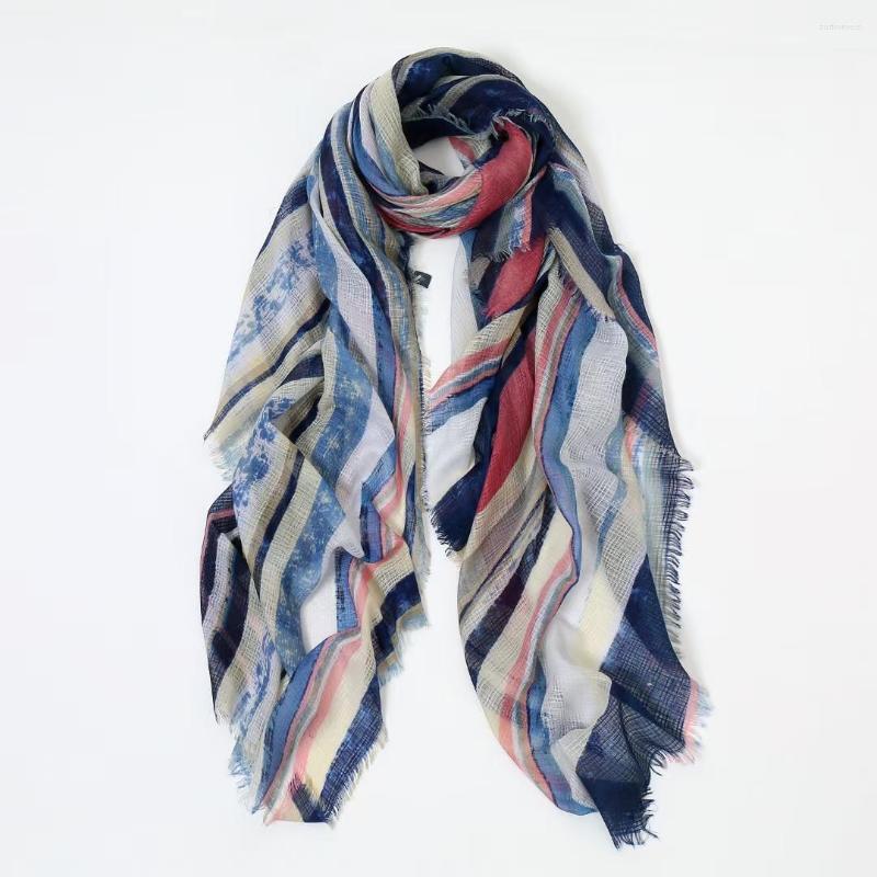 

Scarves 2022 Fashion Ombre Stripe Print Scarf Shawls Long Fringe Wrap Hijab