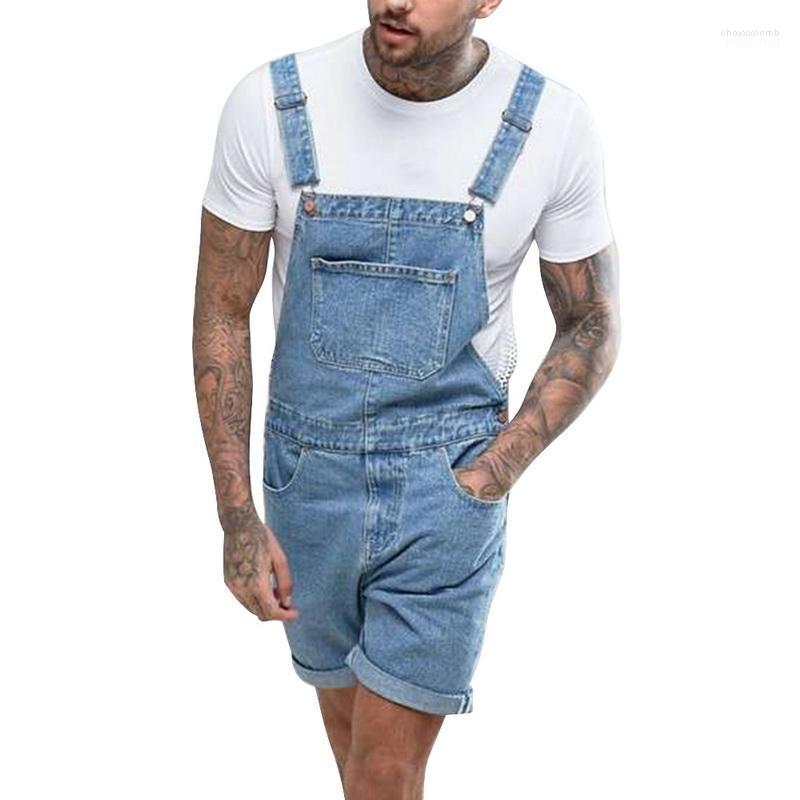 

Men' Jeans Men' Litthing Summer Plus Size 3XL Ripped Denim Shorts Vintage Distressed Bib Overalls Male Casual Suspender Bottoms, Blue