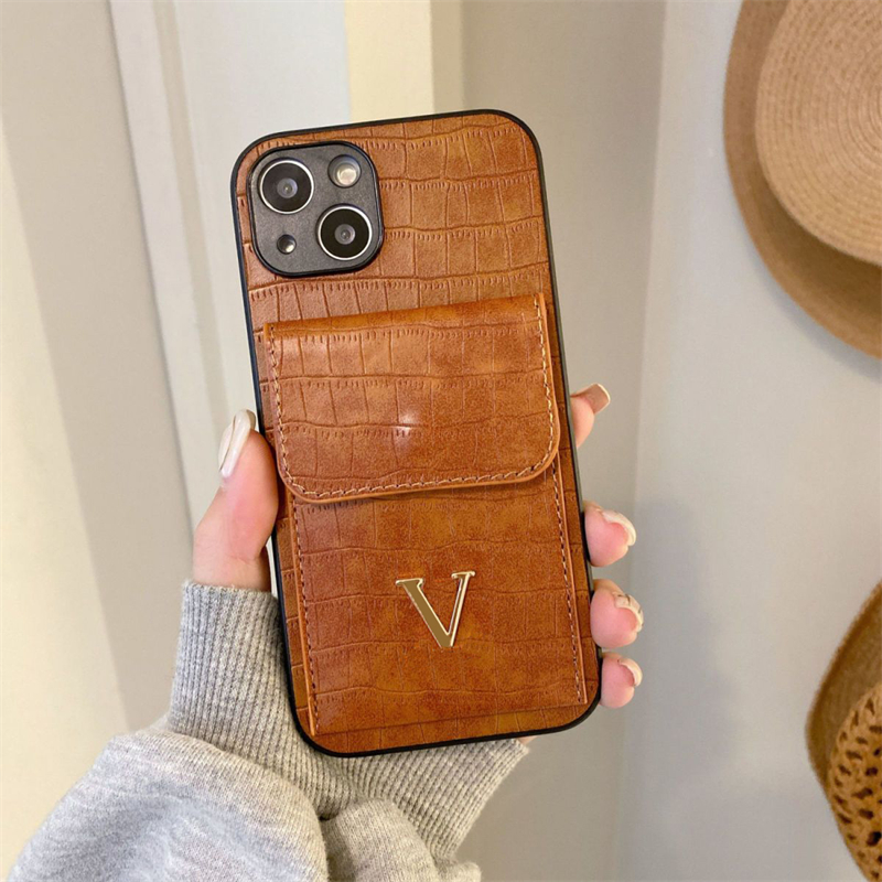 

Designer Phone Case For IPhone 14 Pro Max Cases 13 12 11 Xs Xr 7 8 Plus Card Bag Leather IPhone Cases, Red