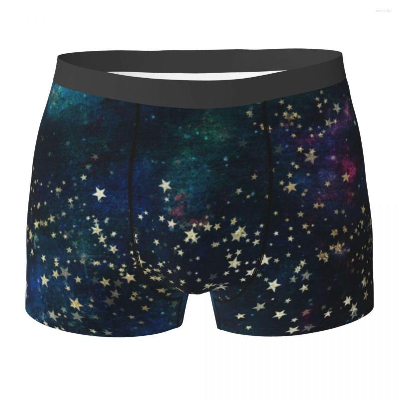 

Underpants Celestial Sky Underwear Gold Stars Print Soft Panties Customs Boxer Brief 3D Pouch Man Plus Size Boxershorts