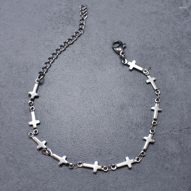 

Charm Bracelets 2022 Cross Chain Bracelet Fashion Stainless Steel Jewelry Pulseras Mujer Women's