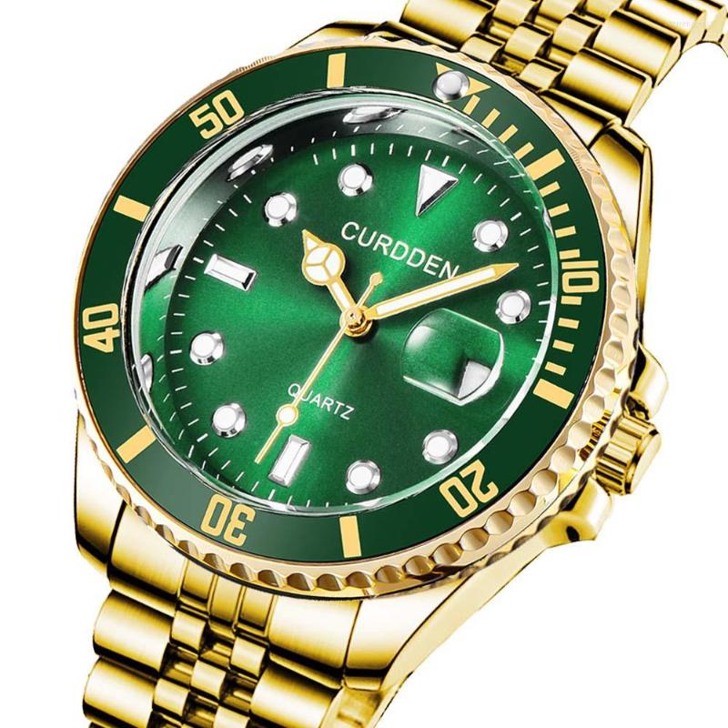 

Wristwatches Luxury Watch Men Business Steel Band Calendar Male Clock Sport Mens Watches Quartz Wristwatch For Man Relogio Masculino, Silver green