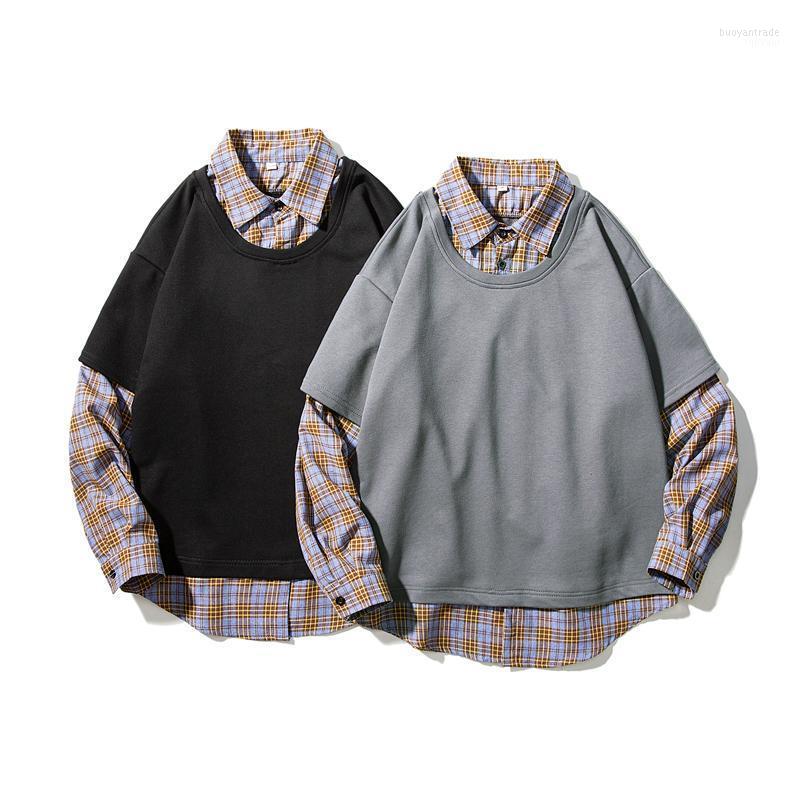 

Men's Casual Shirts Men's 2022 Long Sleeve Fake Two Pieces Shirt Men Cotton Streetwear Polos Mens Dress Tee Poloshirt Camisa Pol, Black