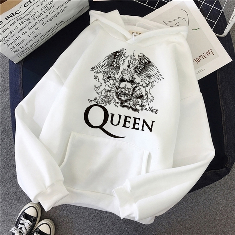 

Womens Hoodies Sweatshirts Freddie Hoodie Women Kawaii Queen Band Cartoon Graphic Sweatshirt Long Sleeve Pullover Harajuku Casual Streetwear Female 221010, White kong