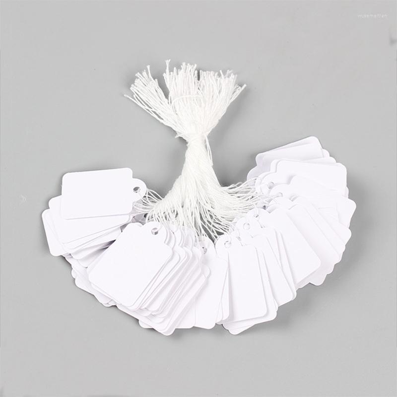 

Jewelry Pouches 100Pcs White Gift Tags Sign With String Party Favor Paper Label Cards Wishing Tree Name Place Hanging Packing Show