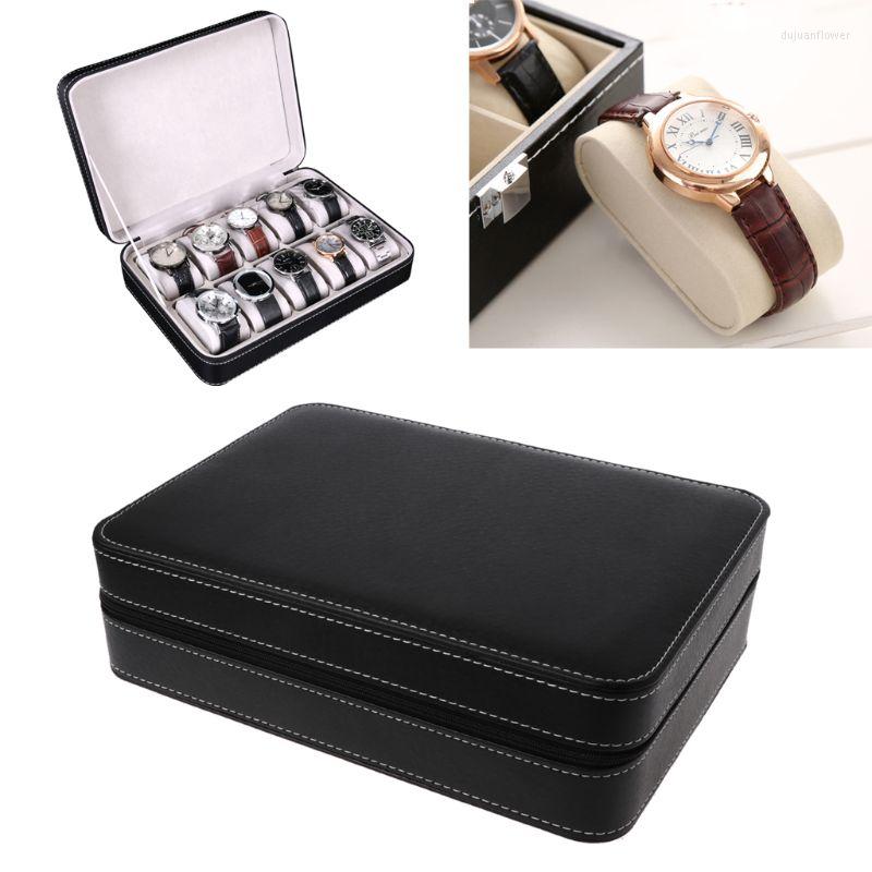 

Watch Boxes 652F Travel Case Organizer Bag Portable For Women Men Jewelry Storage Box Holder Pillow 10Slot
