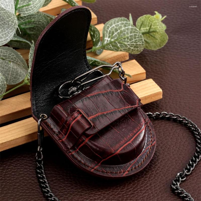 

Watch Boxes Vintage Brown/Black Leather Holster Bag For Pocket Watches