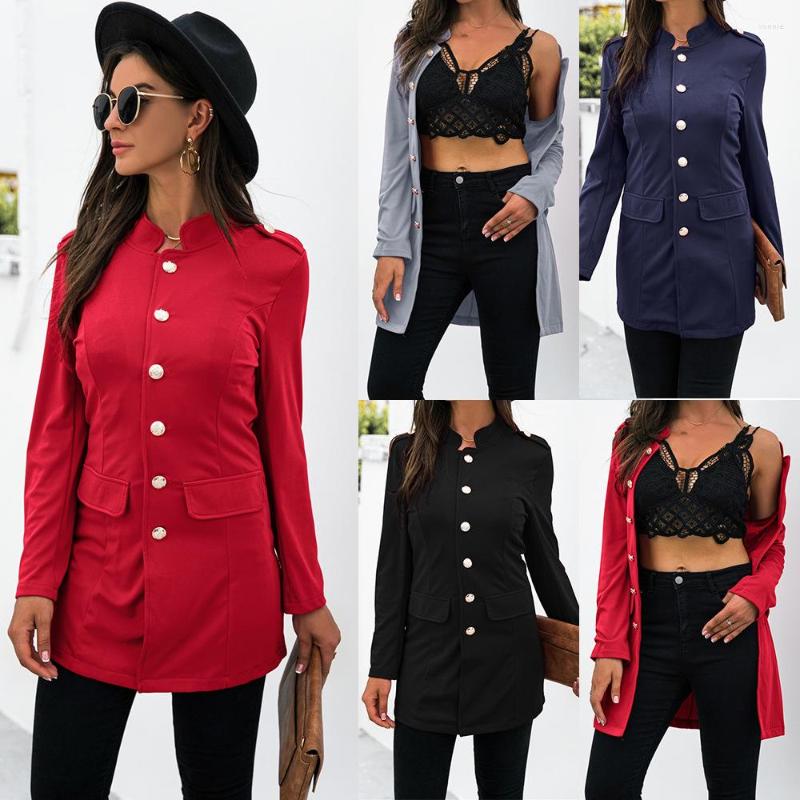 

Women' Suits 2022 European And American Autumn Winter Women' Solid Color Long-sleeved Slim Breasted Small Suit Jacket, Black