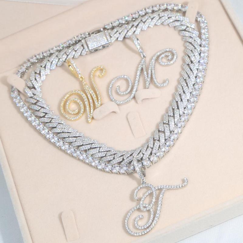 

Choker Cursive Alphabet Men Boy Necklace Wholesale Micro Pave 5A CZ Hip Hop Jewelry Drop