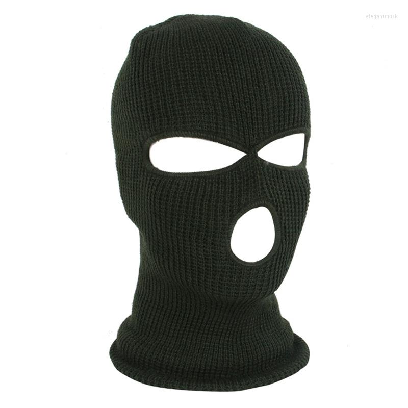 

Bandanas 3-Hole Knitted Full Face Cover Ski Winter Warm Cycling Neon Solid Color Balaclava Mask Hat Halloween Party Cosplay Cap Men Women