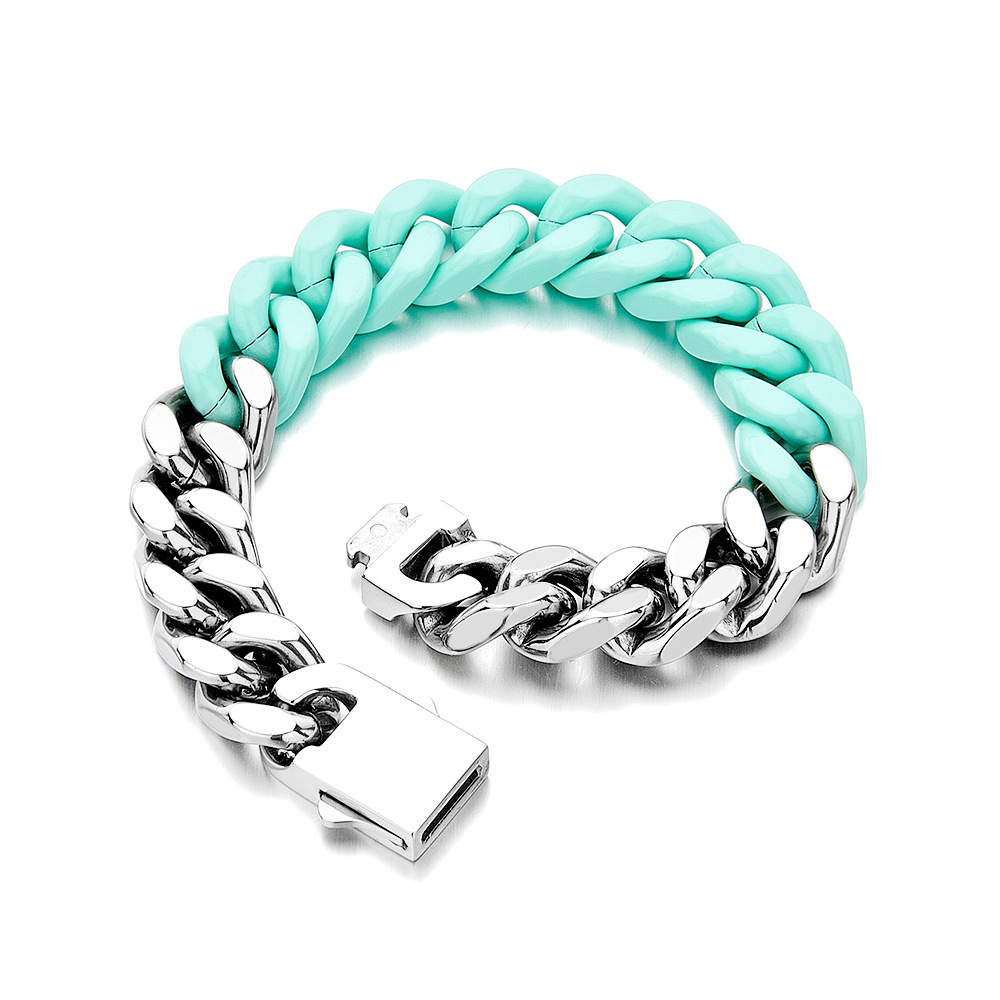 

Stainless Steel Cuban Chain Bracelets - 13mm Hip Hop Color, Couple's Sports Bangle
