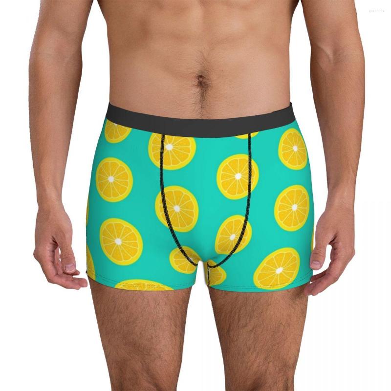 

Underpants Lemon Slice Underwear Adorable Yellow Lemons Men Panties Printed Sexy Boxer Shorts Brief Plus Size, 12