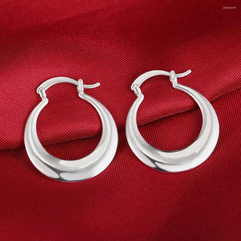 

Hoop Earrings 3cm 925 Color Silver Round Big For Fashion Women Beautiful Creativity Crescent Gift Engagement Jewelry