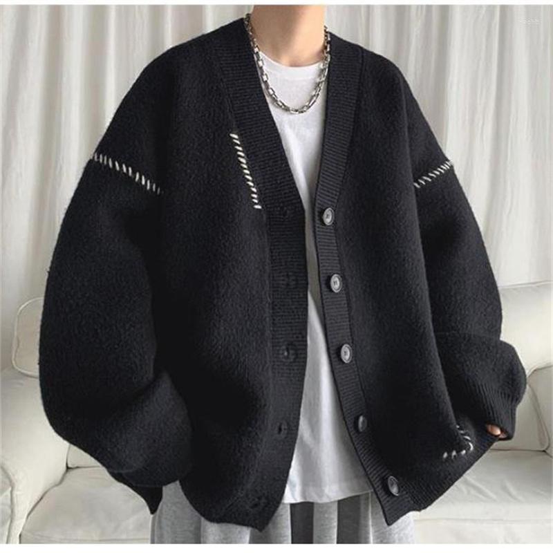 

Men's Sweaters 2022 V-neck Sweatercoats Men Cardigans Casual Single-breasted Knit Sweater Autumn Winter Loose Knitwear Cardigan, Black