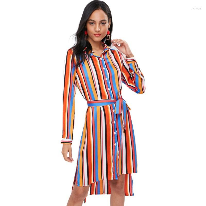 

Casual Dresses Striped Woman Dress Long Sleeve Spring Autumn European Style Female Vestido, Red