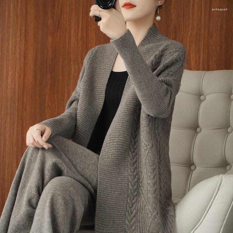 

Women's Knits #4033 Kimono Cardigan Sweaters Women Long Knitted Sweater Ladies Loose Casual Femme Knitwear Solid Color Spring Autumn, Gray
