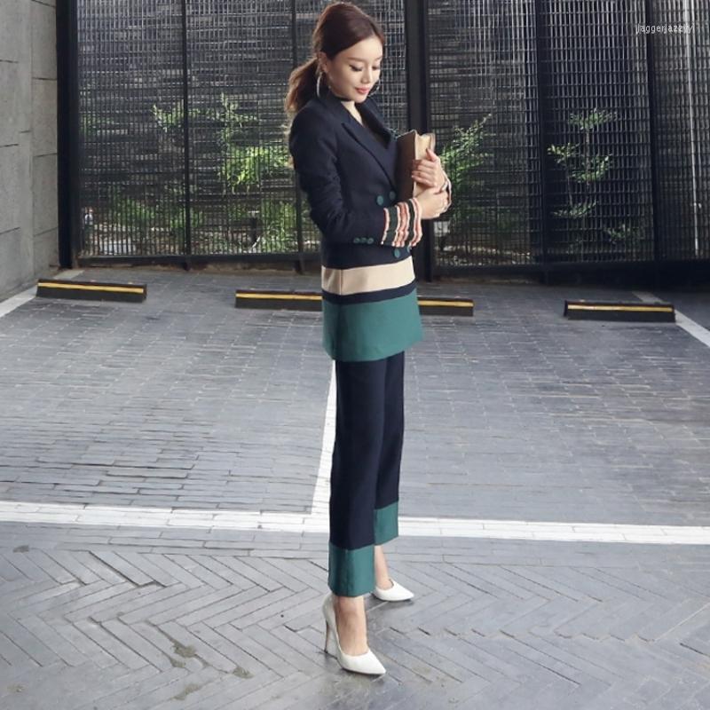 

Women' Two Piece Pants Pantsuit 2022 Autumn Long Sleeve Blazer Fashion Slim Set Women Double Breasted Elegant Ladies Formal Suits, Picture shown