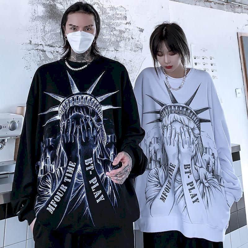 

Men's T Shirts Hoodies Winter Tide Brand Couple Outfit Plus Velvet Shirt Hip-hop Loose European American Fried Street Gothic Jacket, White