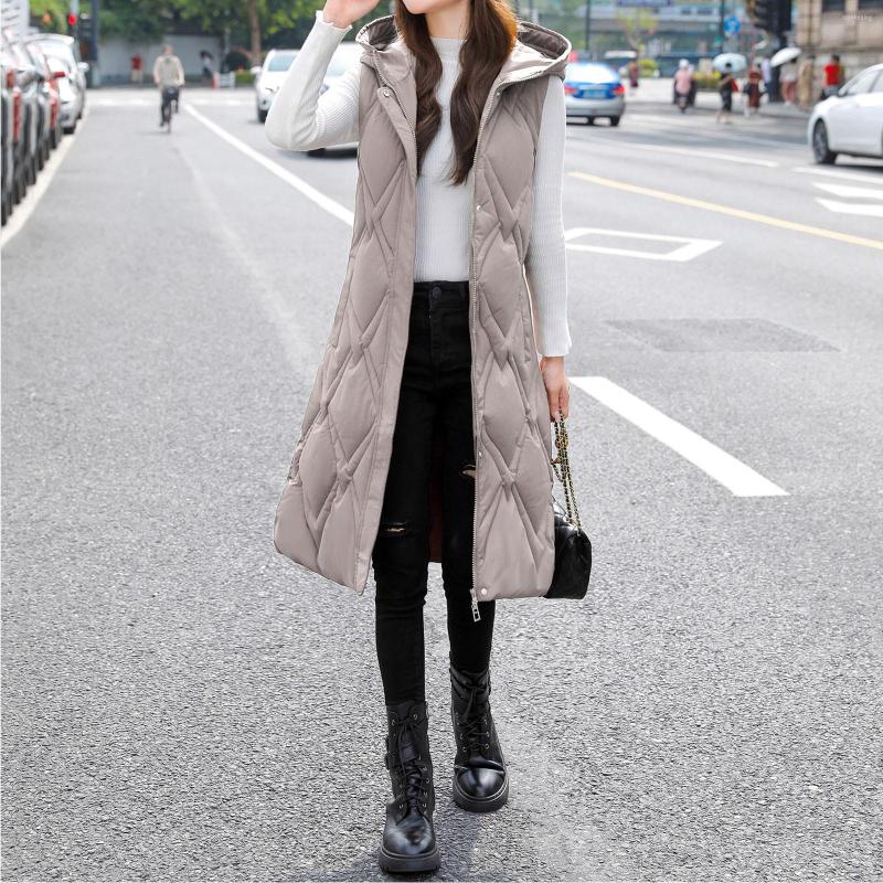 

Women's Vests Women's Autumn Winter Cotton Vest Ladies Casual Waistcoat Female Sleeveless Long Jacket Slim Fit Warm Puffer Coat #T2G, Beige