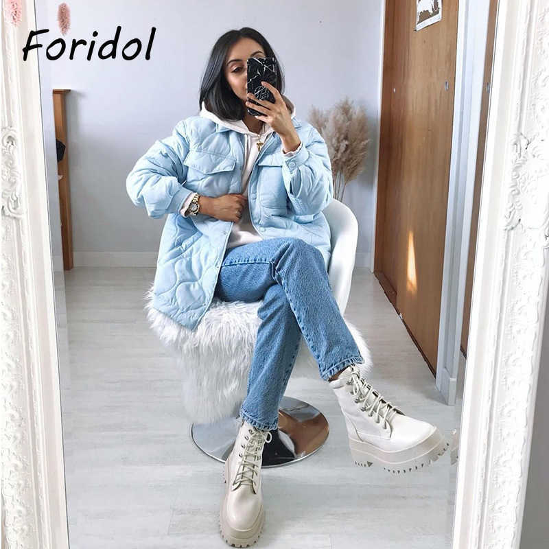 

Women's Down Parkas Foridol Argyle Print Women Padded Thin Parkas Coat Jacket Sky Blue Oversize Casual Autumn Winter Parka Abrigo Feminina New 2022 T221011