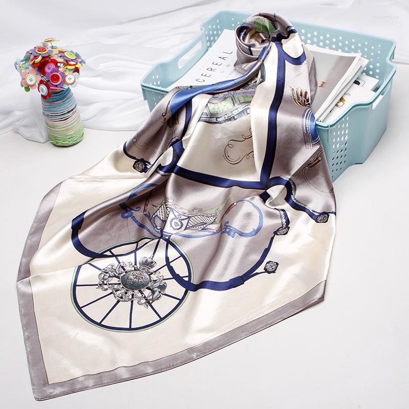 

Scarves Fashion Print Kerchief Hijab Scarf For Women Bandana Head Silk Satin Hair Scarfs Female Square Shawl Neck Ladies