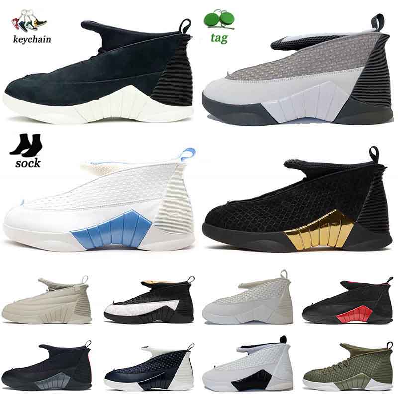 

Mens Jumpman 15 Basketball Shoes Big Size 13 Designer Sail Doernbecher Obsidian Stealth Bred Laser Black White J15 Man 15s Sneakers Trainers Sports 40-47, B25 black suede 40-47