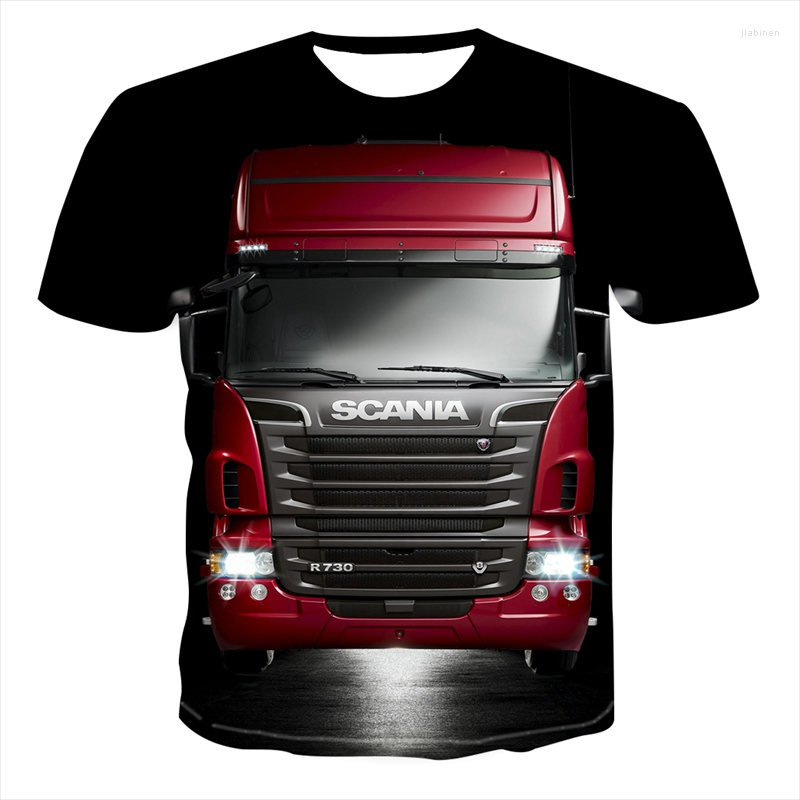 

Men's T Shirts Trendy O-neck Short-sleeved T-shirt Red King Of The Road Truck 3D Casual Shirt Three-dimensional Summer, Kc-1