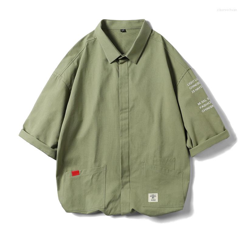

Men' Casual Shirts Men Shirt 2022 Autumn Cotton Comfortable Big Pocket Tops Man Long Sleeve Solid Chemise Homme 8860, Black