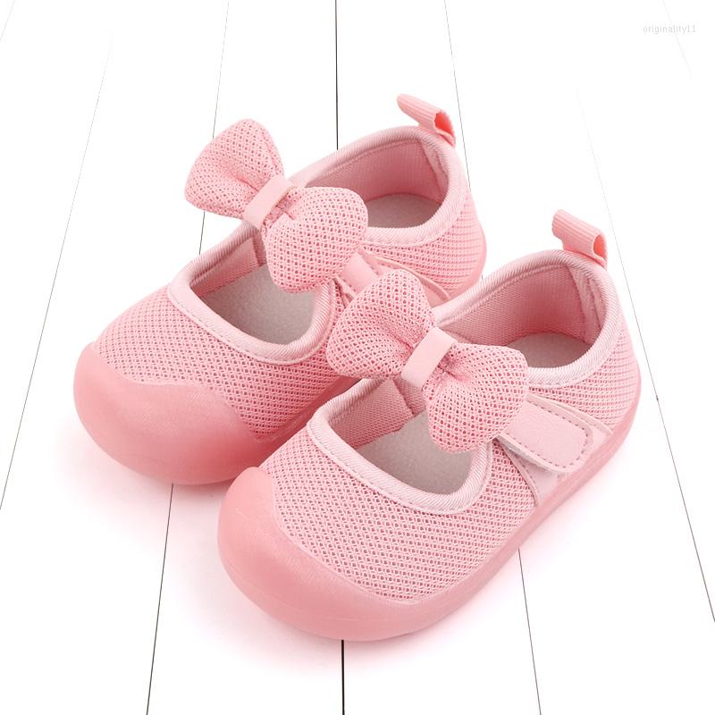 

Athletic Shoes Born Baby Girls Glittering Single Rubber Bow Indoor Toddler Soft Sole First Walkers