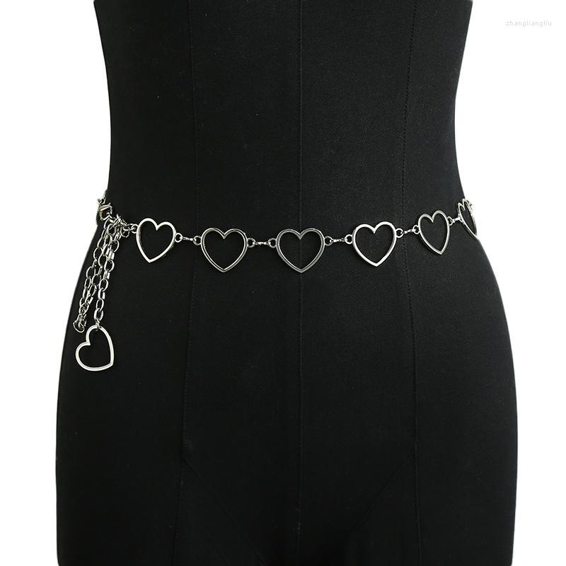 

Belts Ladies Waist Chain Belt Pants Fashion Metal Heart Hollow Women Hip Hop Style Thin 365Belts, Black